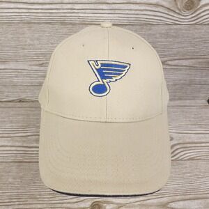 St Louis Blues Hat Cap Strap Back Mens Tan Blue NHL Hockey Schnucks Pepsi SGA